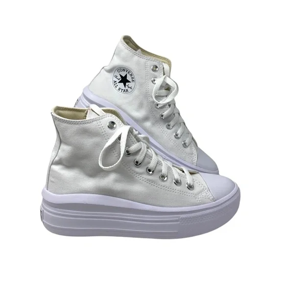 Converse Ctas Move For Women Platform White Canvas Sneakers Casual 568498C-WWWB - Picture 6 of 10